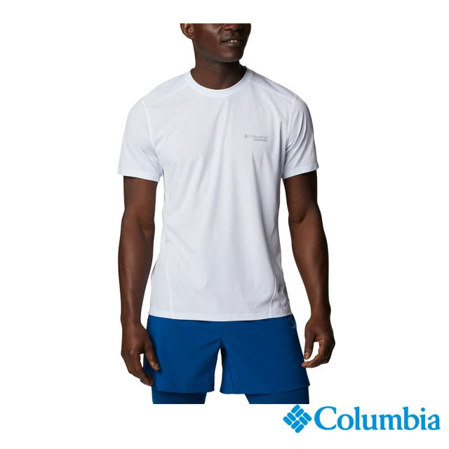 【Columbia 哥倫比亞 官方旗艦】男款-  OFZ 涼感快排短袖上衣-白色(UAE87930WT / 2022年春夏商品)