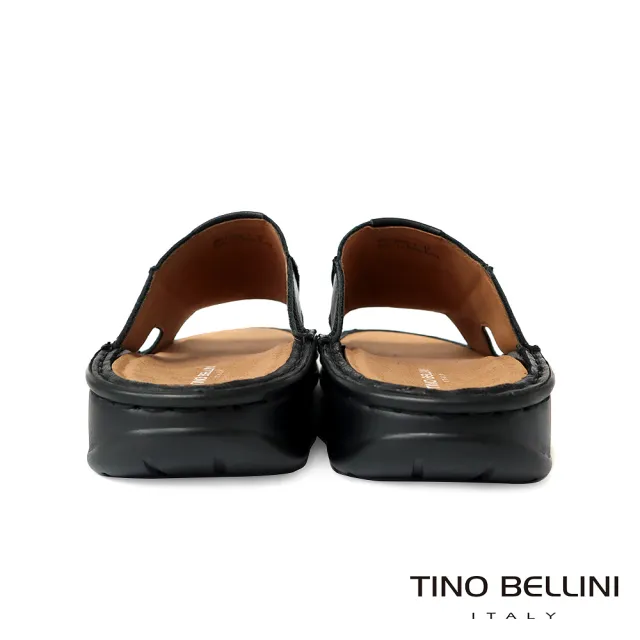 【TINO BELLINI 貝里尼】男款 牛皮舒適厚底休閒拖鞋HM0T0002-1