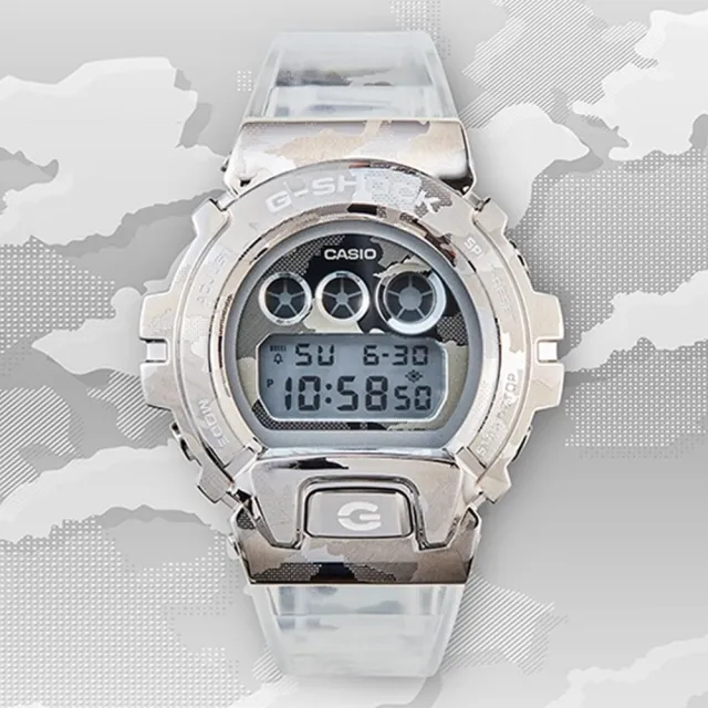 【CASIO 卡西歐】G-SHOCK 金屬迷彩半透明手錶(白透_GM-6900SCM-1)