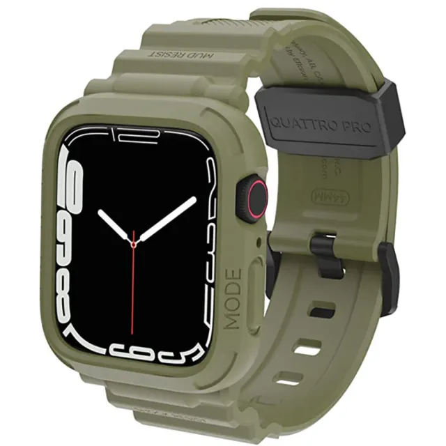 【elkson】AppleWatch 9/8/7/6/5/4/SE  QuattroPro柔韌透氣TPU一體成形軍規錶帶44/45mm(適用新款S9)