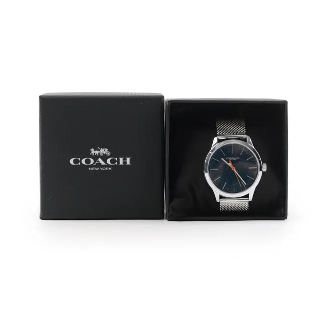 【COACH】Baxter 39mm 不鏽鋼手錶(深藍錶盤/銀色)