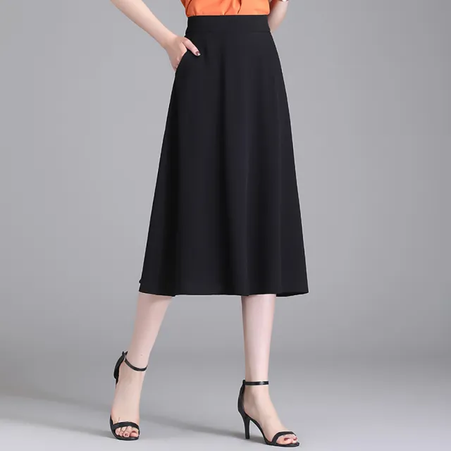 【麗質達人】2186優雅百搭中長裙-三色AA(M-5XL)