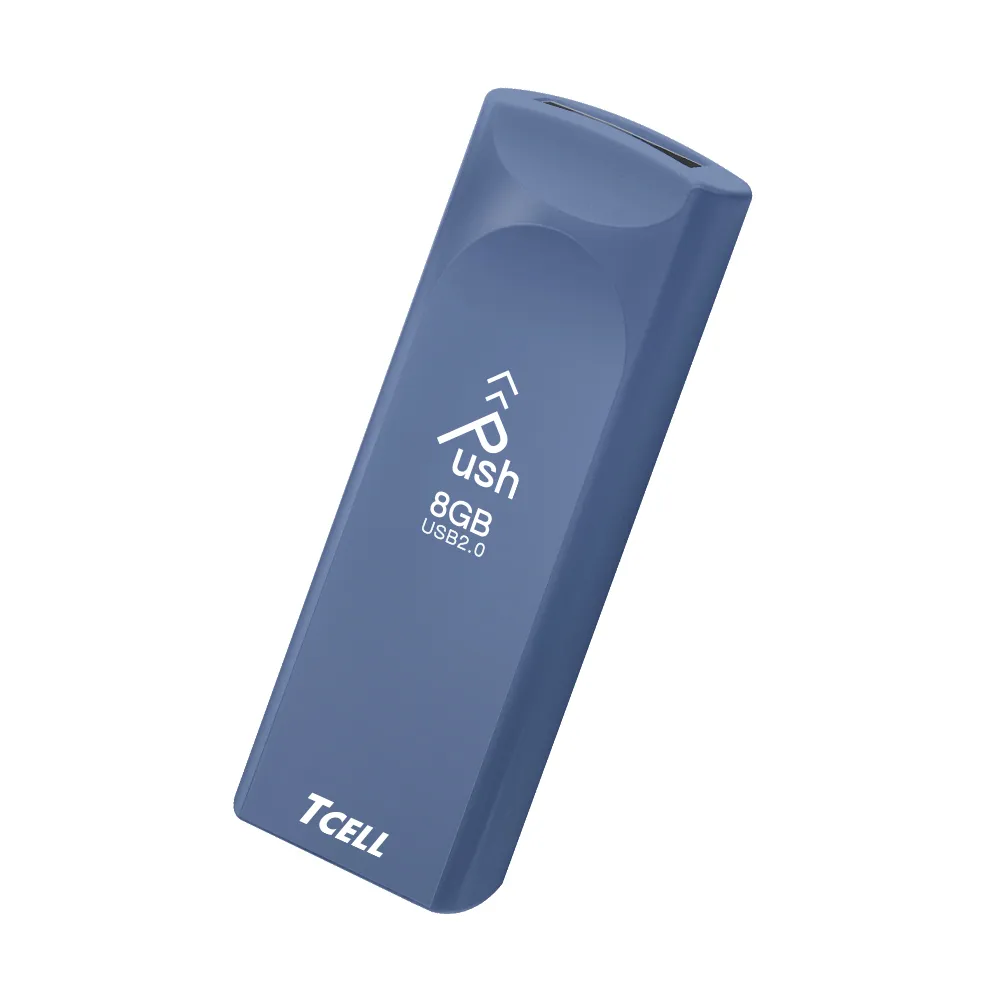 【TCELL 冠元】5入組-USB2.0 8GB Push推推隨身碟 普魯士藍