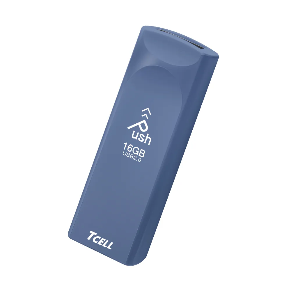 【TCELL 冠元】2入組-USB2.0 16GB Push推推隨身碟 普魯士藍