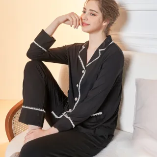 【SiOHER 熹歐禾】單套組 現貨 純色時代西裝領長袖居家套裝(女睡衣/性感睡衣/睡裙)