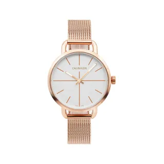 【Calvin Klein 凱文克萊】CK經典簡約 白面 玫瑰金殼 米蘭錶帶 CK錶 情人節(K7B23626)
