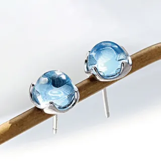 【Sayaka 紗彌佳】耳環 飾品  藍色泡沫人魚的眼淚造型針式耳環