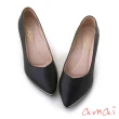 【amai】《半半系列》MIT台灣製造。素面羊皮經典V口尖頭高跟鞋 細跟 真皮鞋 職場鞋 J11-77BK(黑色)