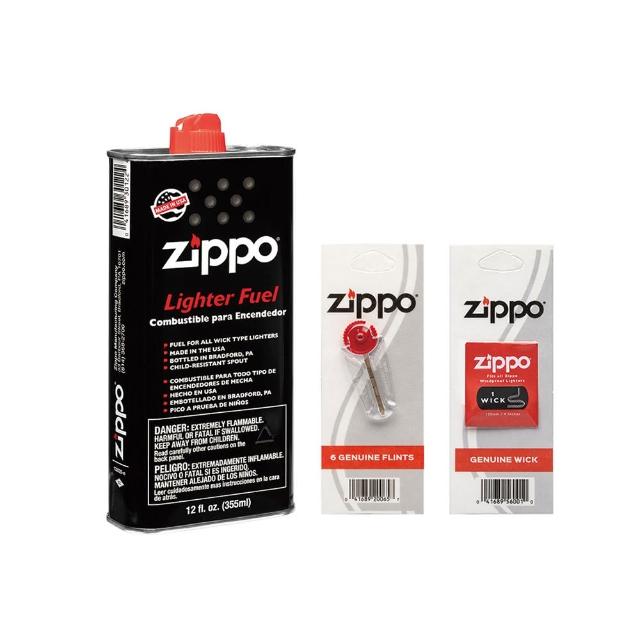 【Zippo官方直營】完美耗材組-355ml專用油+打火石+棉蕊(美國防風打火機)