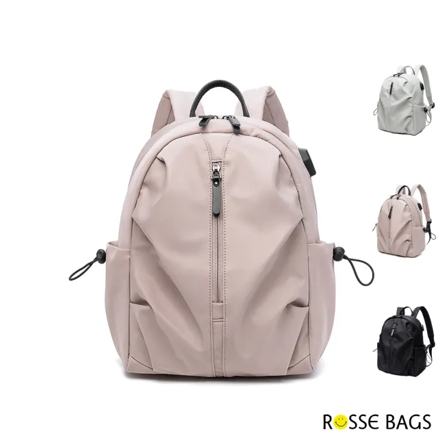 【Rosse Bags】簡約多用途充電旅行雙肩後背包(現+預  粉色 / 灰色 / 黑色)