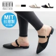 【Alberta】MIT台灣製 3.5cm跟鞋 優雅氣質拼接不規則 皮革尖頭粗跟兩穿半包鞋 懶人鞋 穆勒鞋