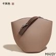 【MAISY】真皮時尚設計簡約水桶包(現+預  卡其色／綠色／米色)