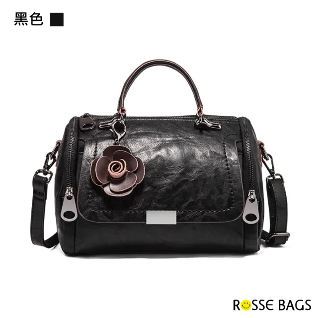 【Rosse Bags】百搭復古波士頓包(現+預  黑色／綠色／橙色)