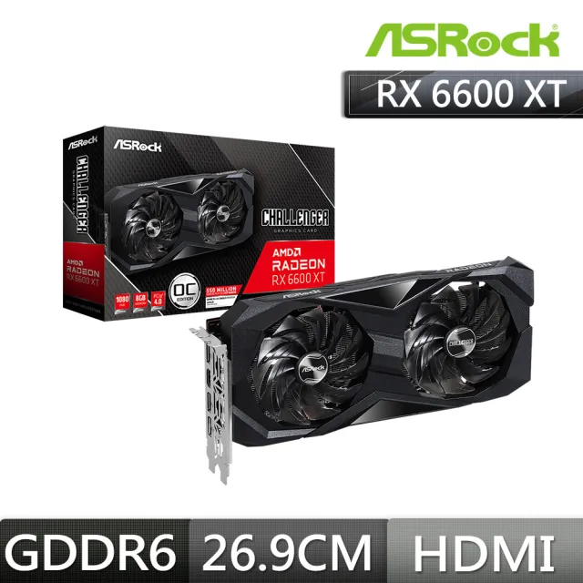 ASRock 華擎】Radeon RX6600XT Challenger D 8GB OC AMD顯示卡- momo