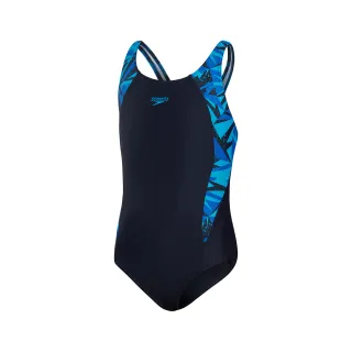 【SPEEDO】女孩 運動連身泳裝Hyper Boom(海軍藍/藍)