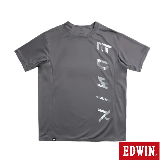 【EDWIN】男裝 機能剪接迷彩短袖T恤(灰色)