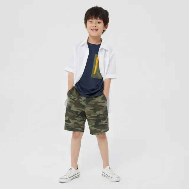 【GAP】男童裝 輕薄翻領短袖襯衫-白色(824550)