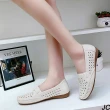 【JC Collection】減壓坡跟舒適透氣軟底樂福鞋豆豆休閒鞋(黑色、白色、米色)