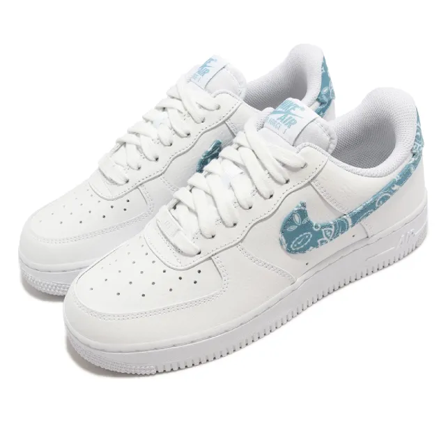 【NIKE 耐吉】休閒鞋 Wmns Air Force 1 07 ESS 女鞋 白 天藍 變形蟲 腰果花 AF1(DH4406-100)