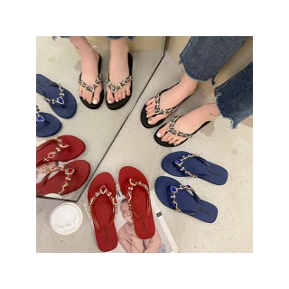 【Taroko】璀璨寶石夏季平底夾腳拖鞋(3色可選)