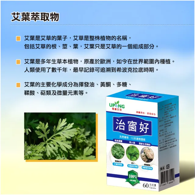 【湧鵬生技】治窗好素食膠囊1入組(艾葉;金錢草;魚腥草)