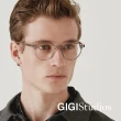 【GIGI Studios】文藝水平金飾圓粗框光學眼鏡(透灰色 - LYNCH-6550/4)