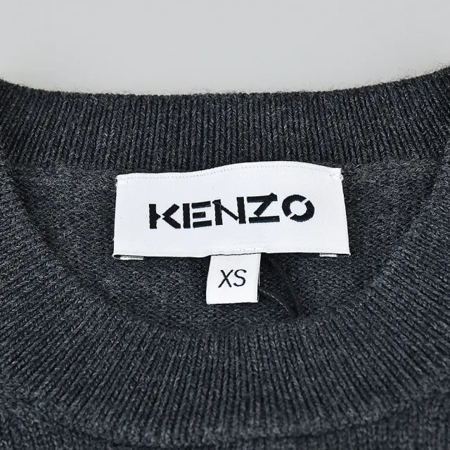 【KENZO】KENZO彩色刺繡LOGO羊毛長袖毛衣(裝/深灰)