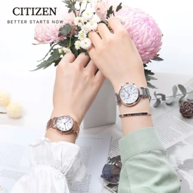 【CITIZEN 星辰】xC 三眼光動能計時女錶35mm(FB1454-52A)