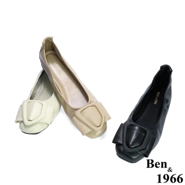 【Ben&1966】高級頭層羊皮流行舒適包鞋-米白