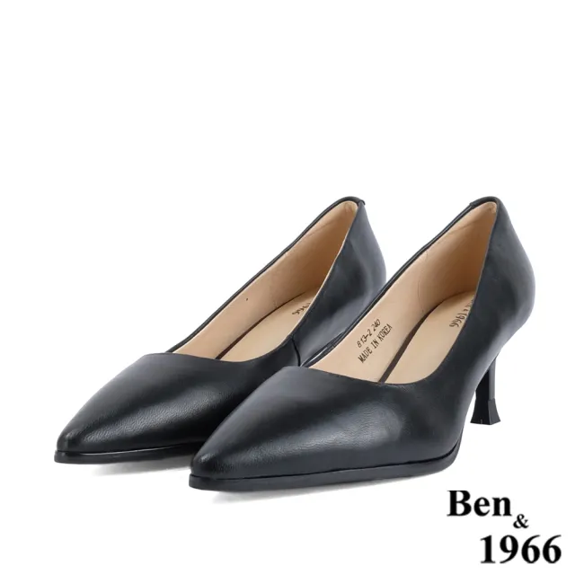 【Ben&1966】高級頭層羊皮經典尖頭高跟鞋-黑