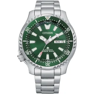 【CITIZEN 星辰】PROMASTER 亞洲限定 鋼鐵河豚EX Plus 潛水機械錶-綠(NY0131-81X)