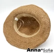 【AnnaSofia】298均一價 遮陽帽防曬帽淑女帽網美渡假草帽海灘帽漁夫帽-捲邊雙麂繩綁結 現貨(駝系)