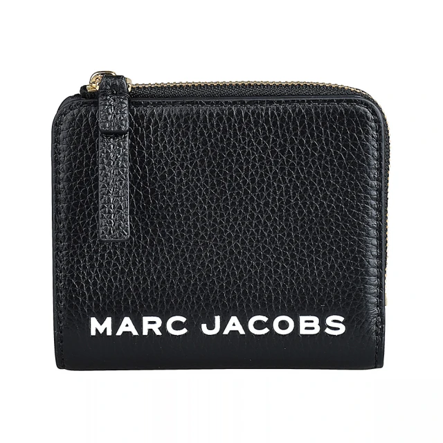 MARC JACOBS 馬克賈伯 MARC JACOBS The Bold印字LOGO牛皮壓釦式拉鍊零錢短夾(新黑)