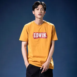【EDWIN】男女裝 網路獨家↘塗鴉LOGO短袖T恤(黃色)