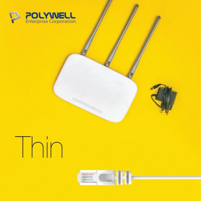 【POLYWELL】CAT6 極細高速網路線 1Gbps 50公分(適合ADSL/MOD/Giga網路交換器/無線路由器)