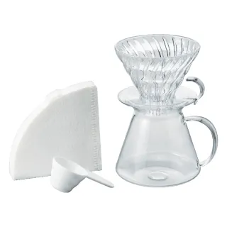 【HARIO】SIMPLY V60清透玻璃手沖組 2-5杯/600ml(S-VGBK-02-T)