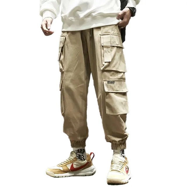 【RH】鬆緊褲頭多口袋工裝束口褲(日系工裝休閒穿搭)