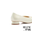 【HELENE SPARK】別致品味大C釦全真皮小方頭低跟鞋(白)