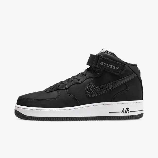 【NIKE 耐吉】AIR FORCE 1 07 MID SP STUSSY 限量聯名 中筒 男鞋 男女段 黑色(DJ7840-001)