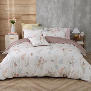 【HongYew 鴻宇】300織美國棉 薄被套床包組-狐狸艾莉森 可可(雙人)