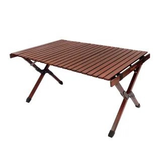 【山之客】天然櫸木蛋捲桌 122x60x43cm(摺疊收納桌 露營桌 野餐桌)
