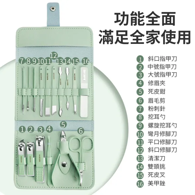 【OMG】德國高端工藝 指甲修剪套裝16件組 家用專業修甲工具 指甲剪套裝