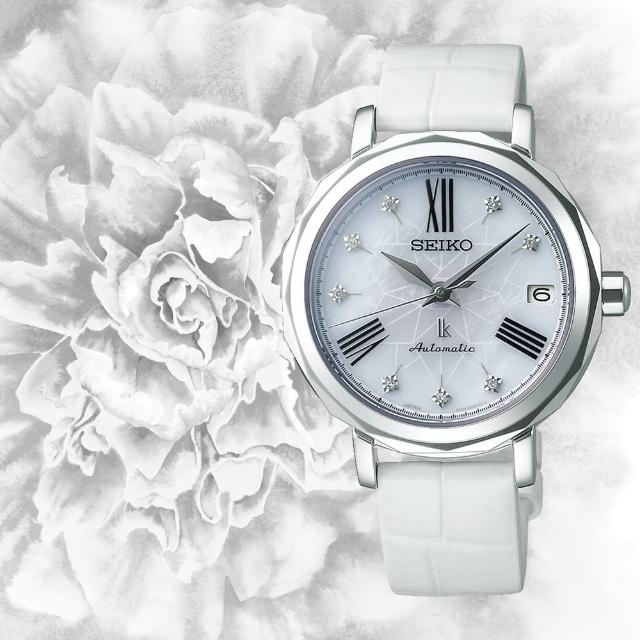 【SEIKO 精工】LUKIA 25周年紀念銀座美學機械女錶-白x銀/34.8mm七夕情人節  禮物(SPB133J1/6R35-00N0W)
