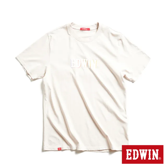【EDWIN】男女裝 網路獨家↘漸層LOGO短袖T恤(淺卡其)