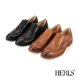 【HERLS】男鞋系列-全真皮翼紋沖孔鞍部牛津鞋(駝色)