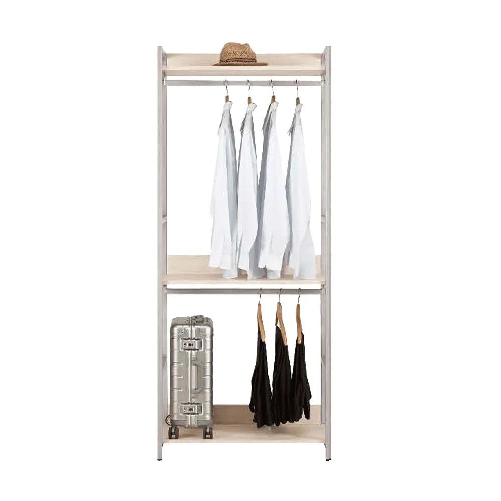 【文創集】多娜特  雙色2.7尺開放式雙吊桿高衣櫃