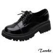 【Taroko】輕鬆行走漆皮綁帶厚底皮鞋(黑色)