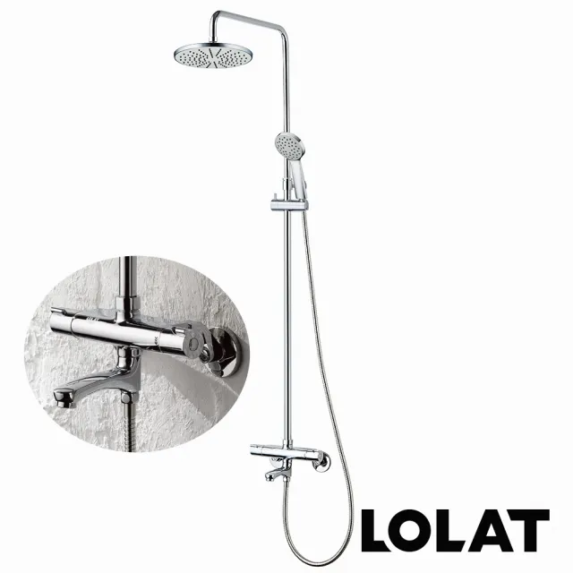 【LOLAT 羅力】恆溫花灑SPA淋浴水龍頭組溫控沐浴省空間頂噴龍頭STN1763K(不含安裝)