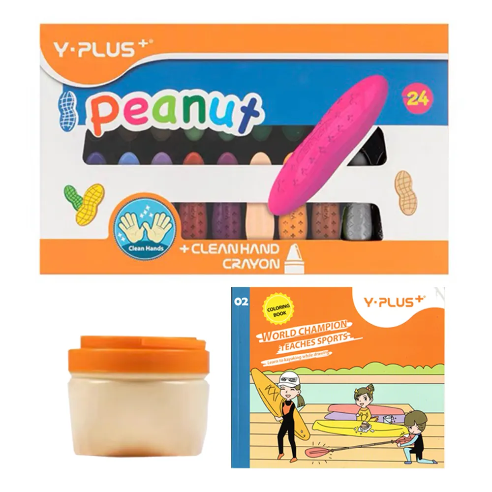 【TRAILOS 翠樂絲】YPLUS兒童花生蠟筆-24色(正版授權/贈專屬收納盒及繪本)