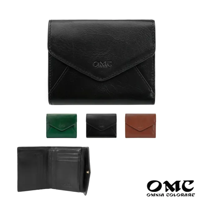 【OMC•植鞣革】雙11  信封式雙面牛皮短夾95169